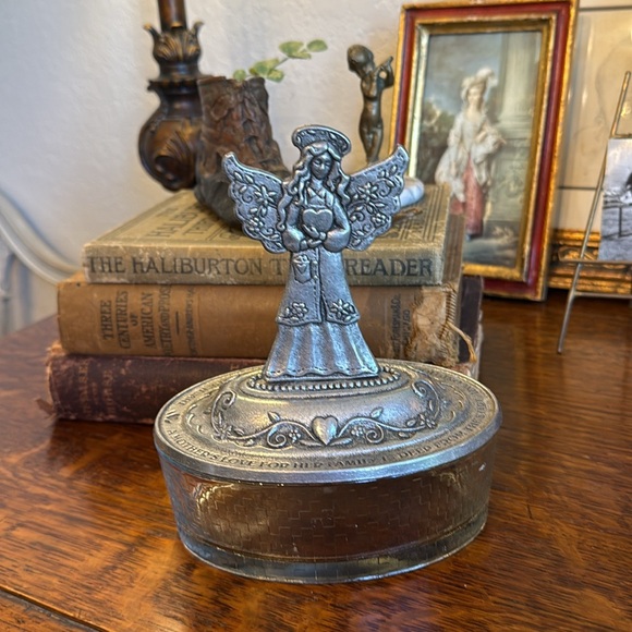 Vintage Pewter and Glass Angel Candy Dish - Picture 13 of 14